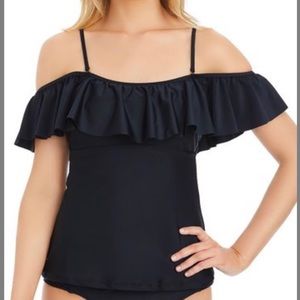 Black Mermaid Flounce Tankini Top - Women